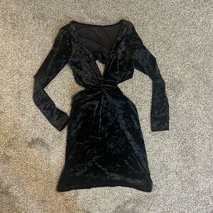 Black velvet cutout mini dress